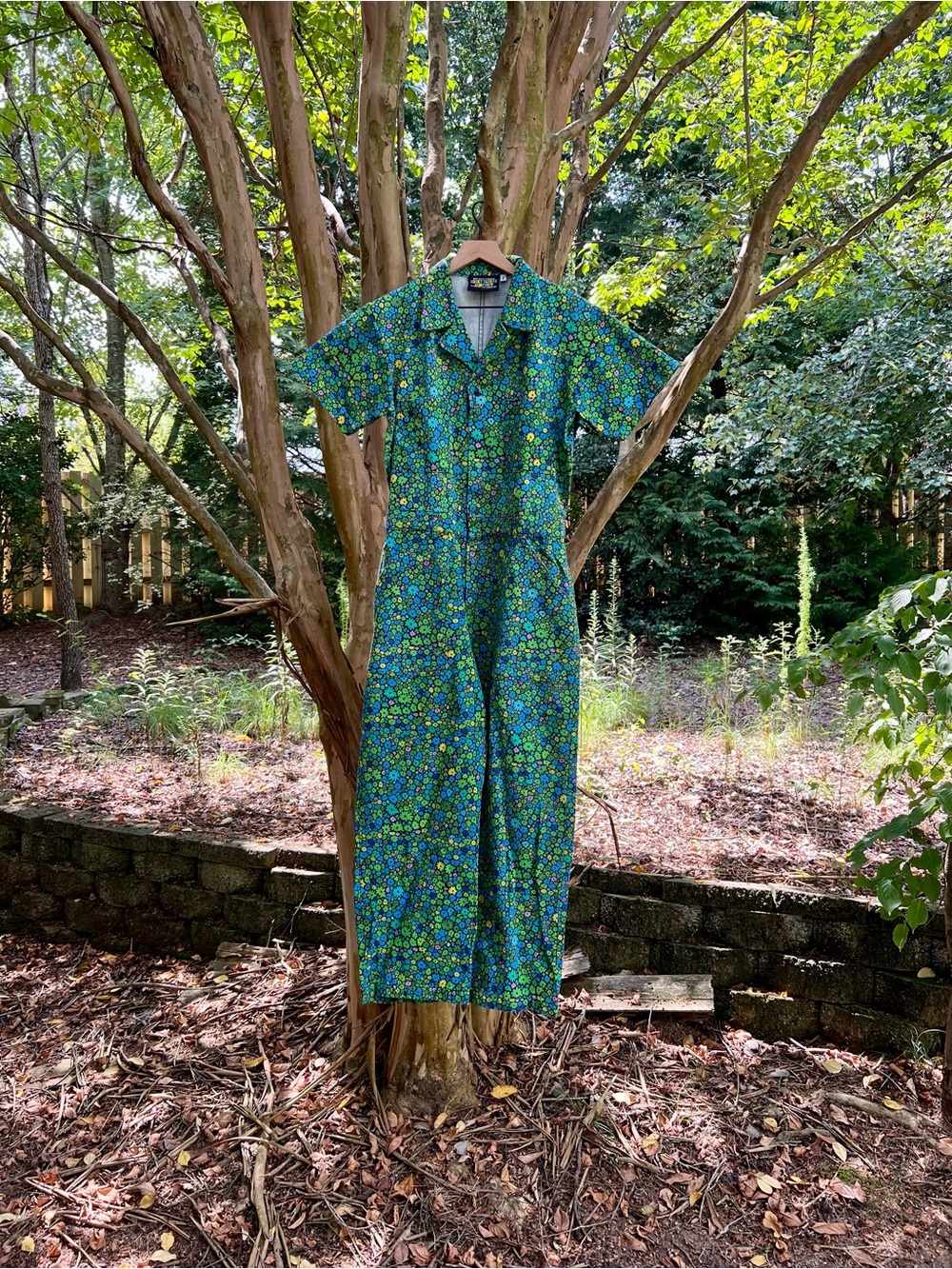 Big Bud Press Moss Blossom Short Sleeve Jumpsuit Size L - Picture 2 of 7